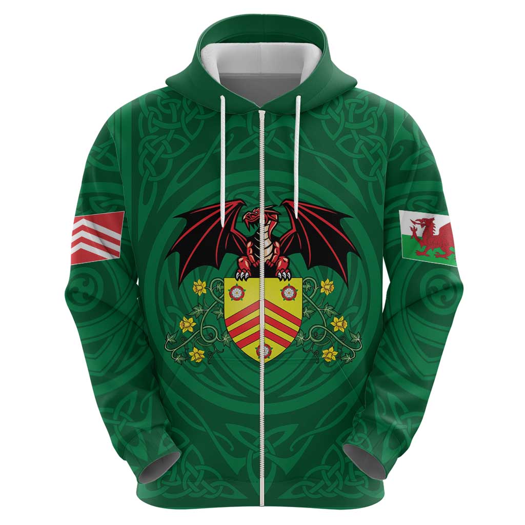 Personalized Glamorgan Wales Hoodie Welsh Red Dragon And Daffodil - Wonder Print Shop