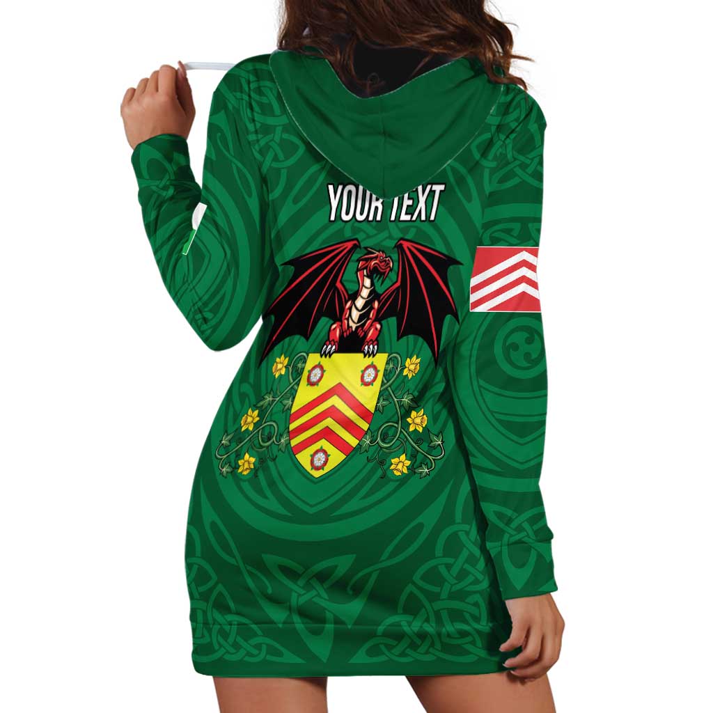 Personalized Glamorgan Wales Hoodie Dress Welsh Red Dragon And Daffodil - Wonder Print Shop