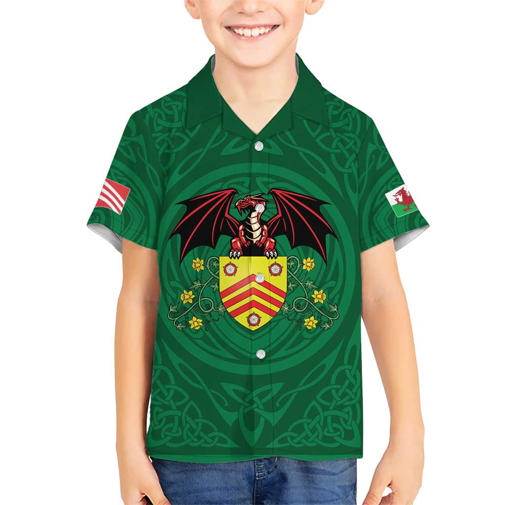 Personalized Glamorgan Wales Kid Hawaiian Shirt Welsh Red Dragon And Daffodil - Wonder Print Shop