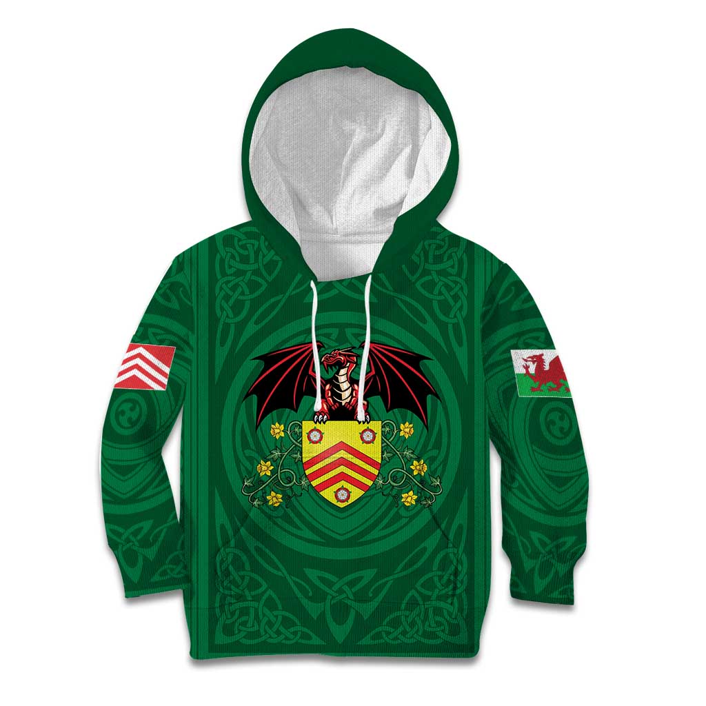 Personalized Glamorgan Wales Kid Hoodie Welsh Red Dragon And Daffodil - Wonder Print Shop