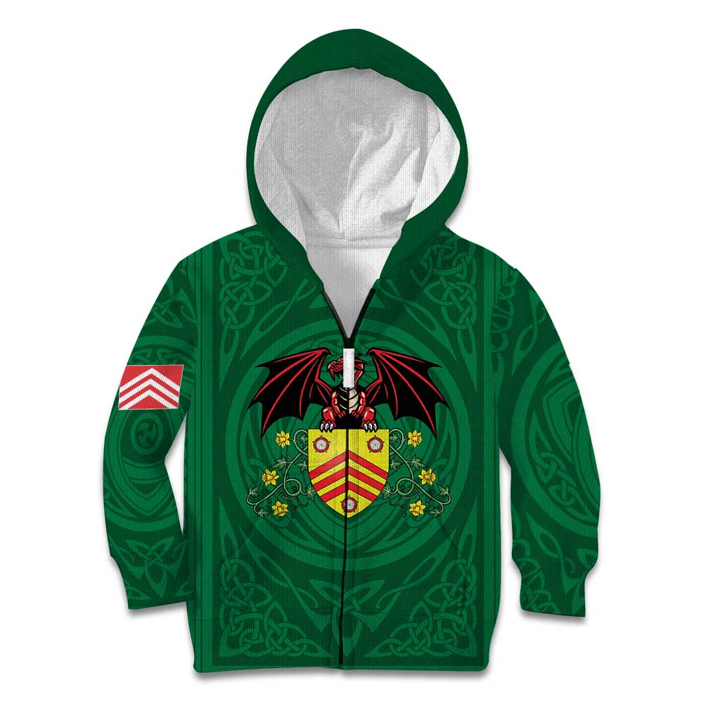 Personalized Glamorgan Wales Kid Hoodie Welsh Red Dragon And Daffodil - Wonder Print Shop