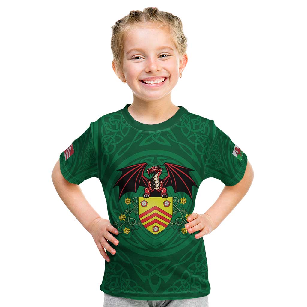 Personalized Glamorgan Wales Kid T Shirt Welsh Red Dragon And Daffodil - Wonder Print Shop
