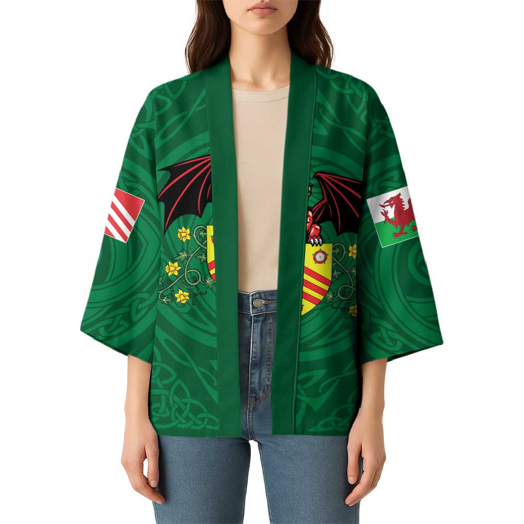 Personalized Glamorgan Wales Kimono Welsh Red Dragon And Daffodil - Wonder Print Shop
