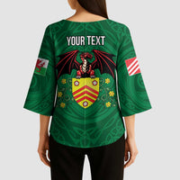 Personalized Glamorgan Wales Kimono Sleeve Blouse Welsh Red Dragon And Daffodil - Wonder Print Shop