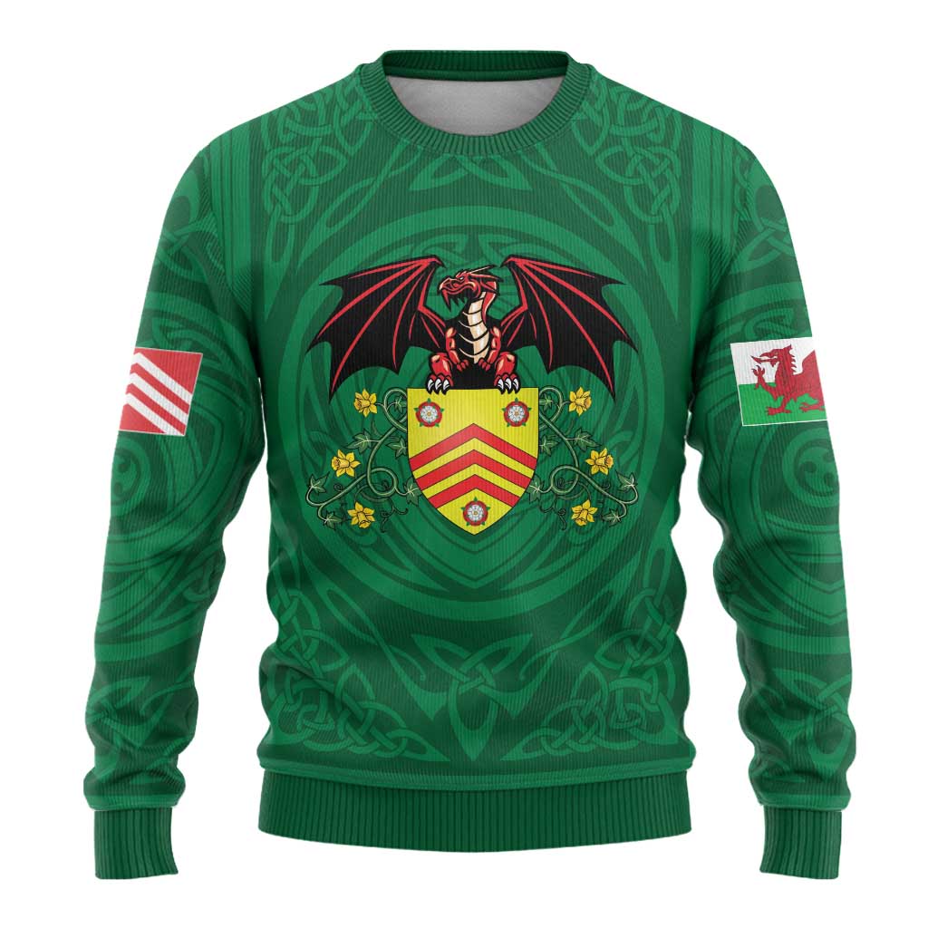 Personalized Glamorgan Wales Ugly Christmas Sweater Welsh Red Dragon And Daffodil - Wonder Print Shop