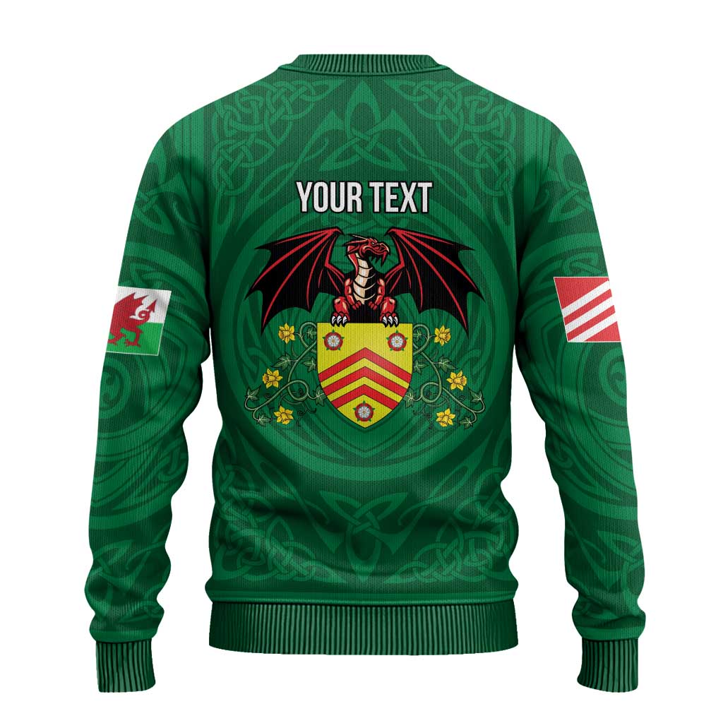 Personalized Glamorgan Wales Ugly Christmas Sweater Welsh Red Dragon And Daffodil - Wonder Print Shop