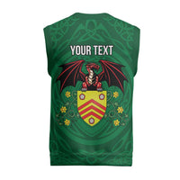 Personalized Glamorgan Wales Christmas Knitted V-Neck Vest Welsh Red Dragon And Daffodil - Wonder Print Shop