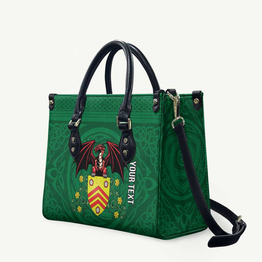 Personalized Glamorgan Wales Leather Bag Welsh Red Dragon And Daffodil - Wonder Print Shop