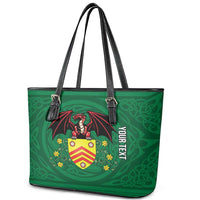 Personalized Glamorgan Wales Leather Tote Bag Welsh Red Dragon And Daffodil - Wonder Print Shop