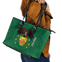 Personalized Glamorgan Wales Leather Tote Bag Welsh Red Dragon And Daffodil - Wonder Print Shop
