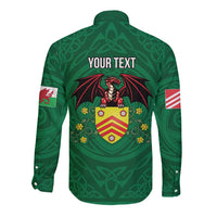 Personalized Glamorgan Wales Long Sleeve Button Shirt Welsh Red Dragon And Daffodil - Wonder Print Shop