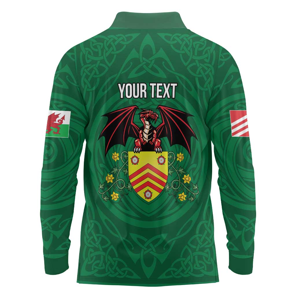 Personalized Glamorgan Wales Long Sleeve Polo Shirt Welsh Red Dragon And Daffodil - Wonder Print Shop