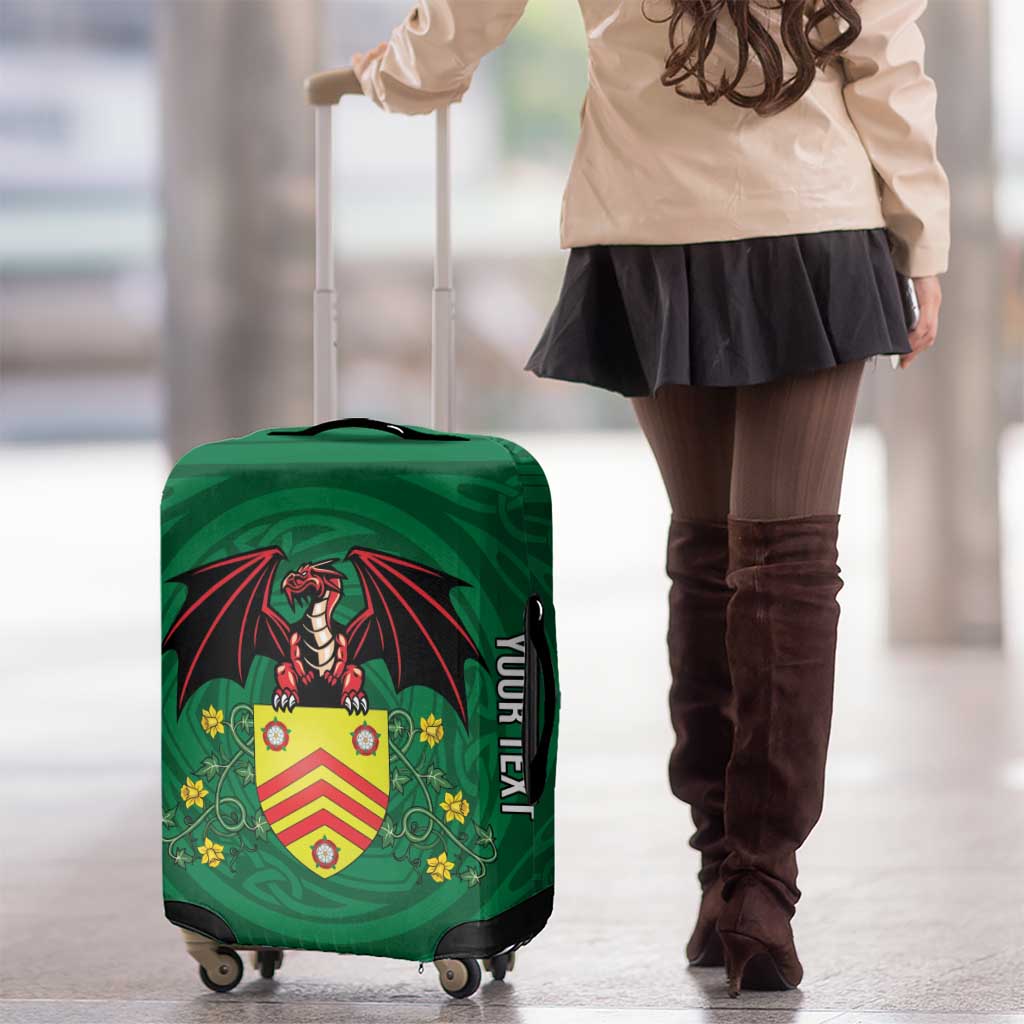 Personalized Glamorgan Wales Luggage Cover Welsh Red Dragon And Daffodil - Wonder Print Shop
