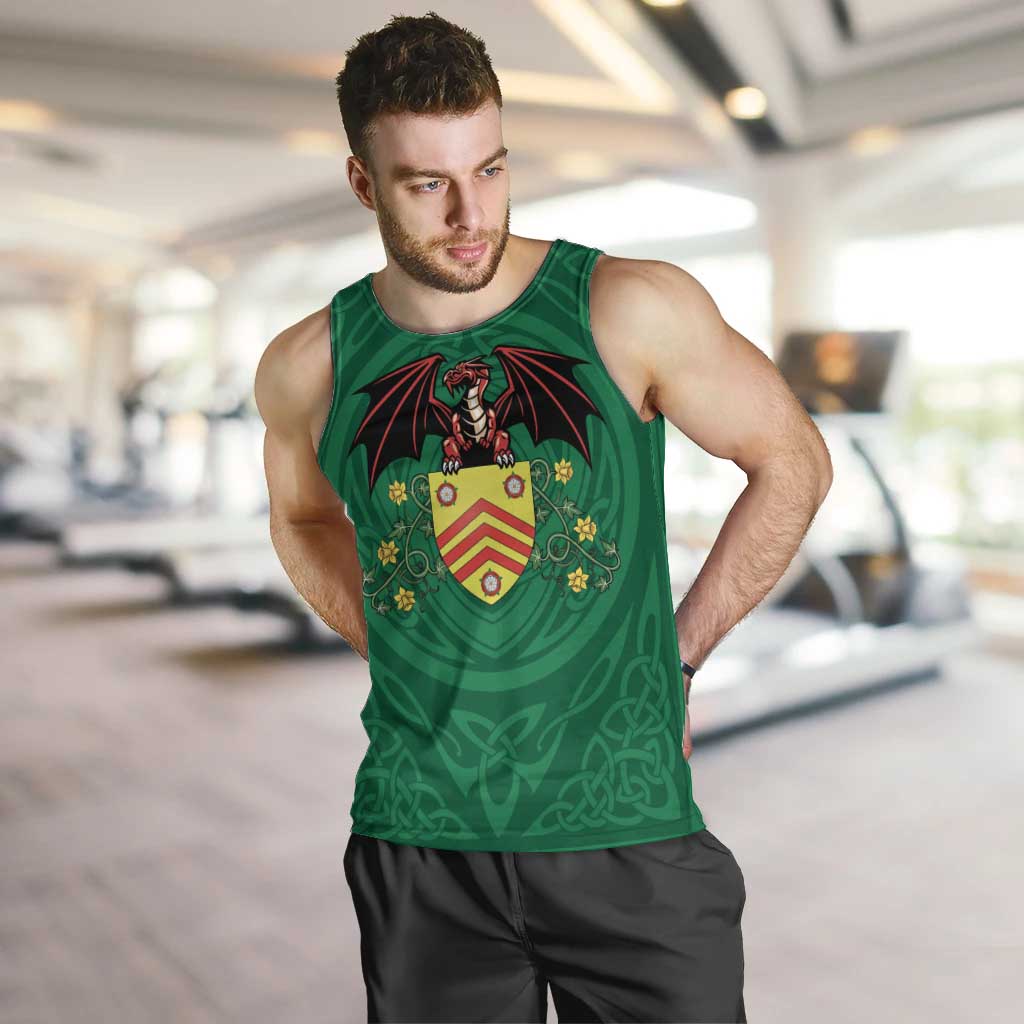 Personalized Glamorgan Wales Men Tank Top Welsh Red Dragon And Daffodil - Wonder Print Shop