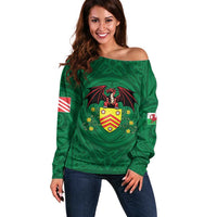 Personalized Glamorgan Wales Off Shoulder Sweater Welsh Red Dragon And Daffodil - Wonder Print Shop