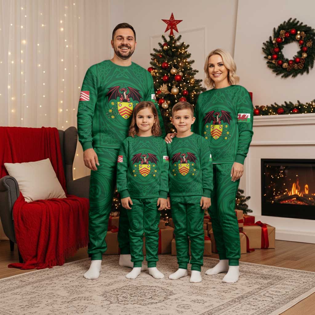 Personalized Glamorgan Wales Christmas Pajama Set Welsh Red Dragon And Daffodil - Wonder Print Shop