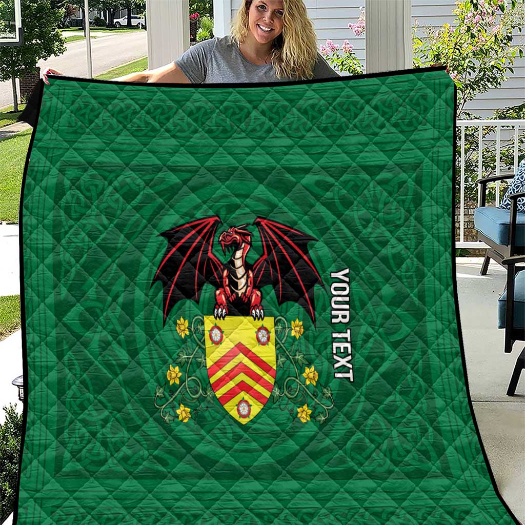 Personalized Glamorgan Wales Quilt Welsh Red Dragon And Daffodil - Wonder Print Shop