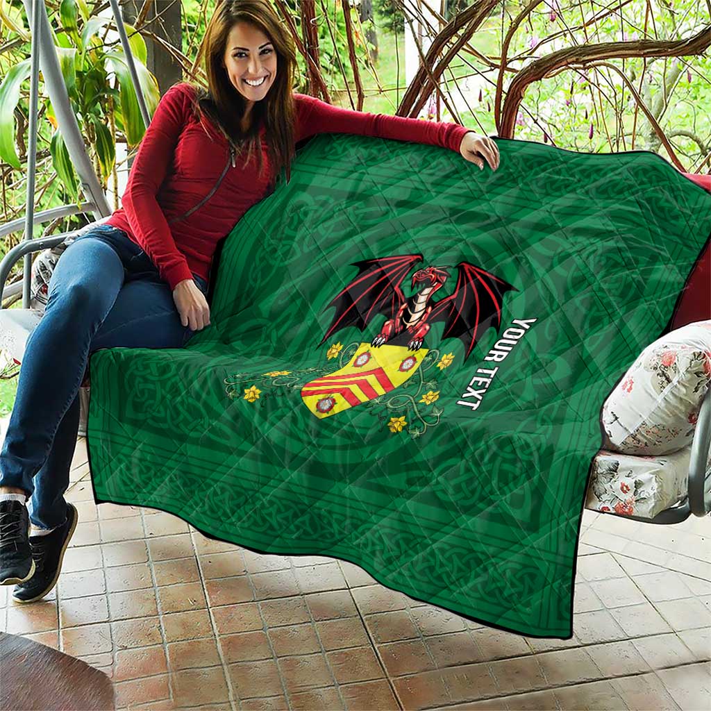 Personalized Glamorgan Wales Quilt Welsh Red Dragon And Daffodil - Wonder Print Shop