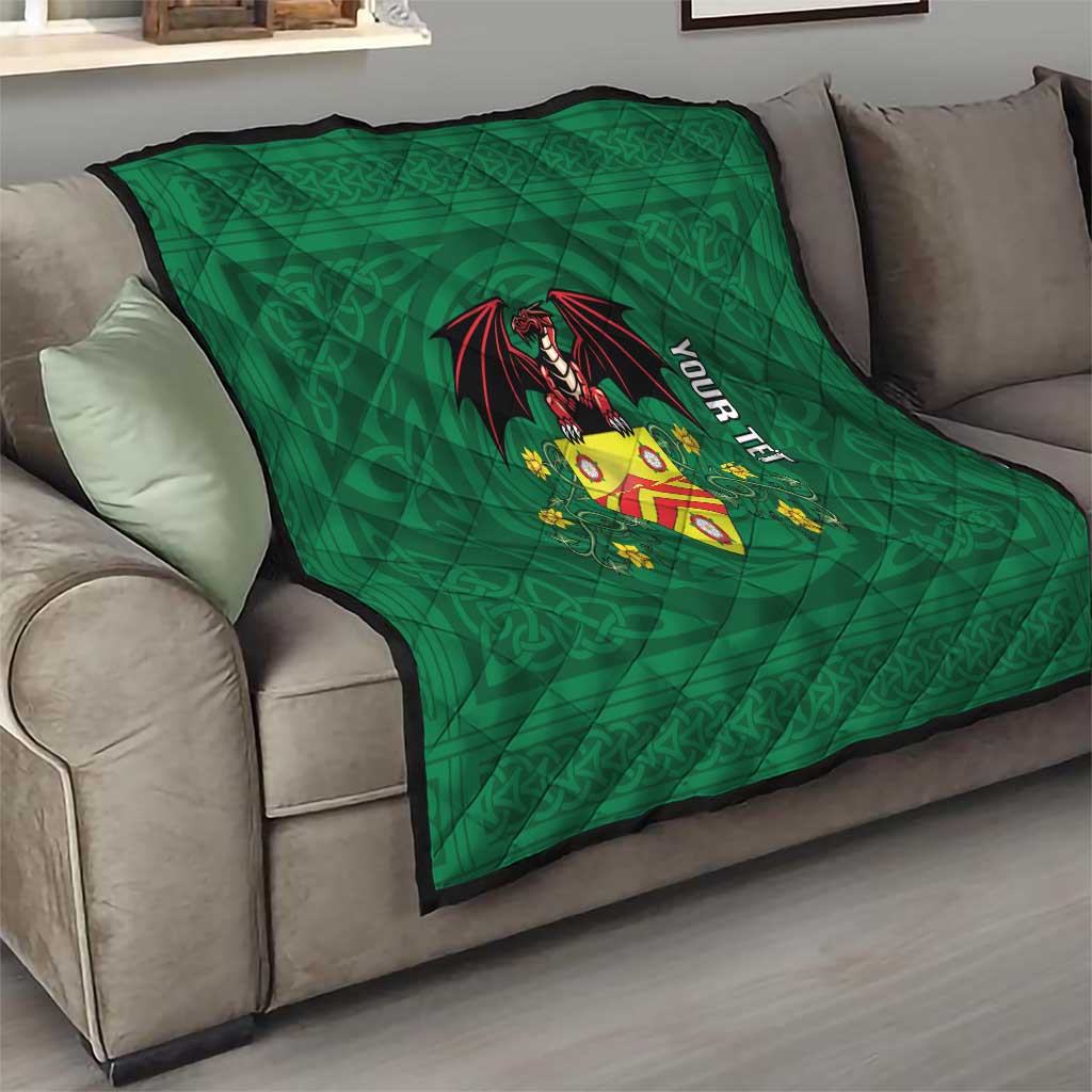 Personalized Glamorgan Wales Quilt Welsh Red Dragon And Daffodil - Wonder Print Shop