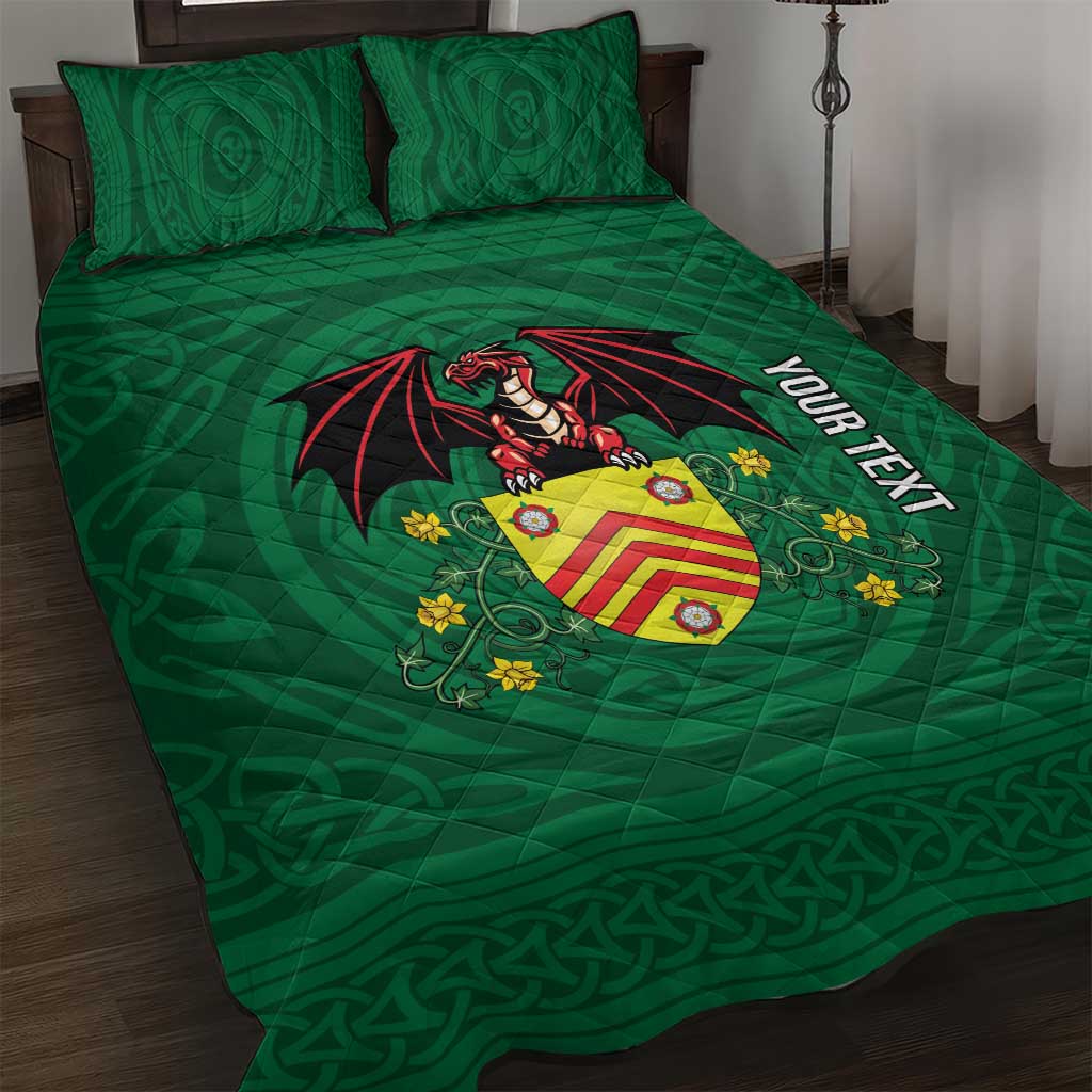 Personalized Glamorgan Wales Quilt Bed Set Welsh Red Dragon And Daffodil - Wonder Print Shop