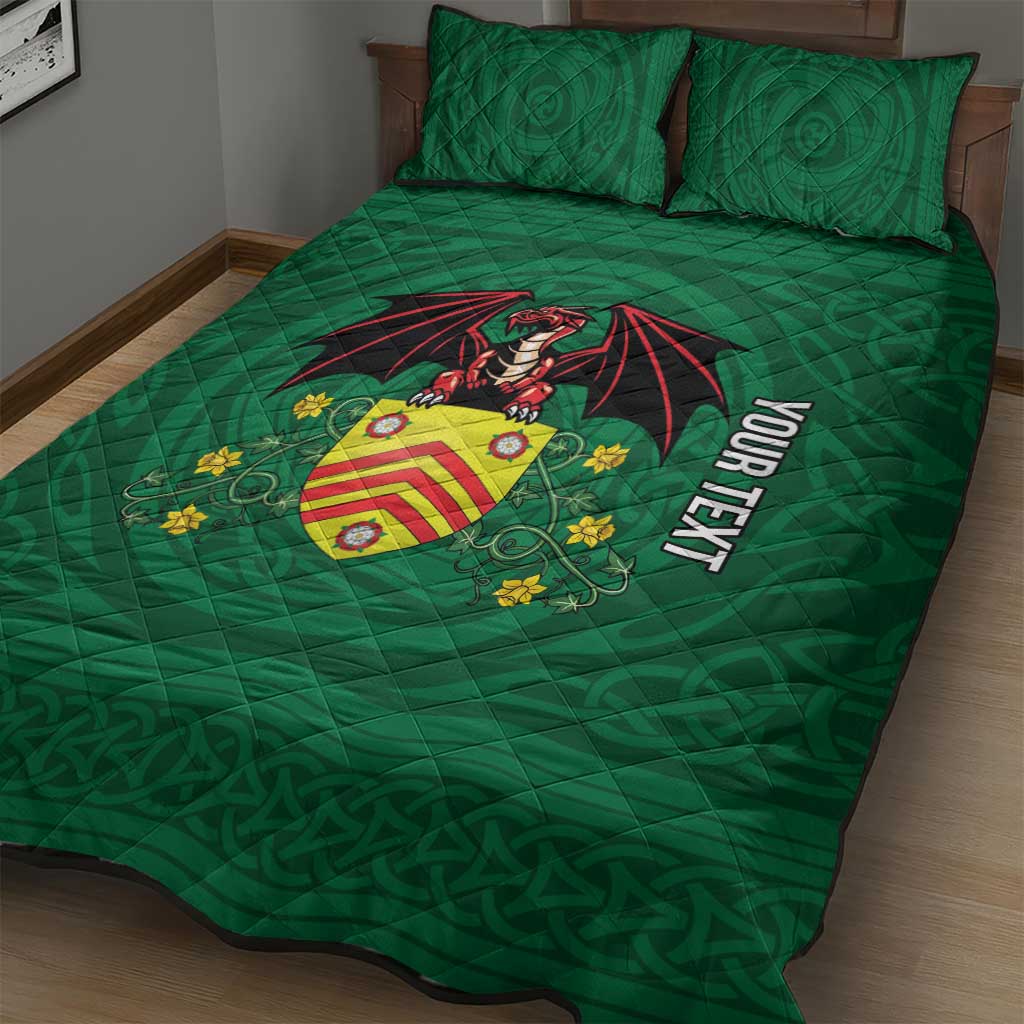 Personalized Glamorgan Wales Quilt Bed Set Welsh Red Dragon And Daffodil - Wonder Print Shop