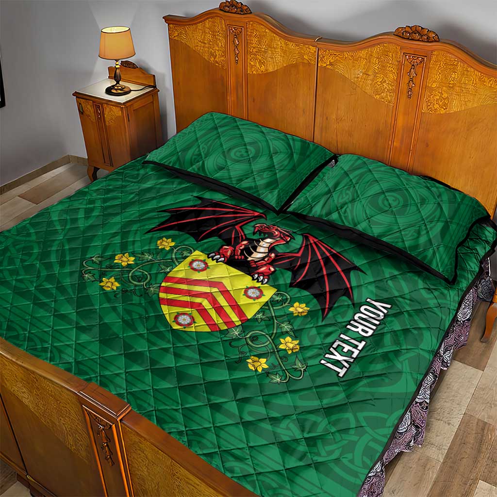 Personalized Glamorgan Wales Quilt Bed Set Welsh Red Dragon And Daffodil - Wonder Print Shop