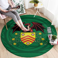Personalized Glamorgan Wales Round Carpet Welsh Red Dragon And Daffodil - Wonder Print Shop