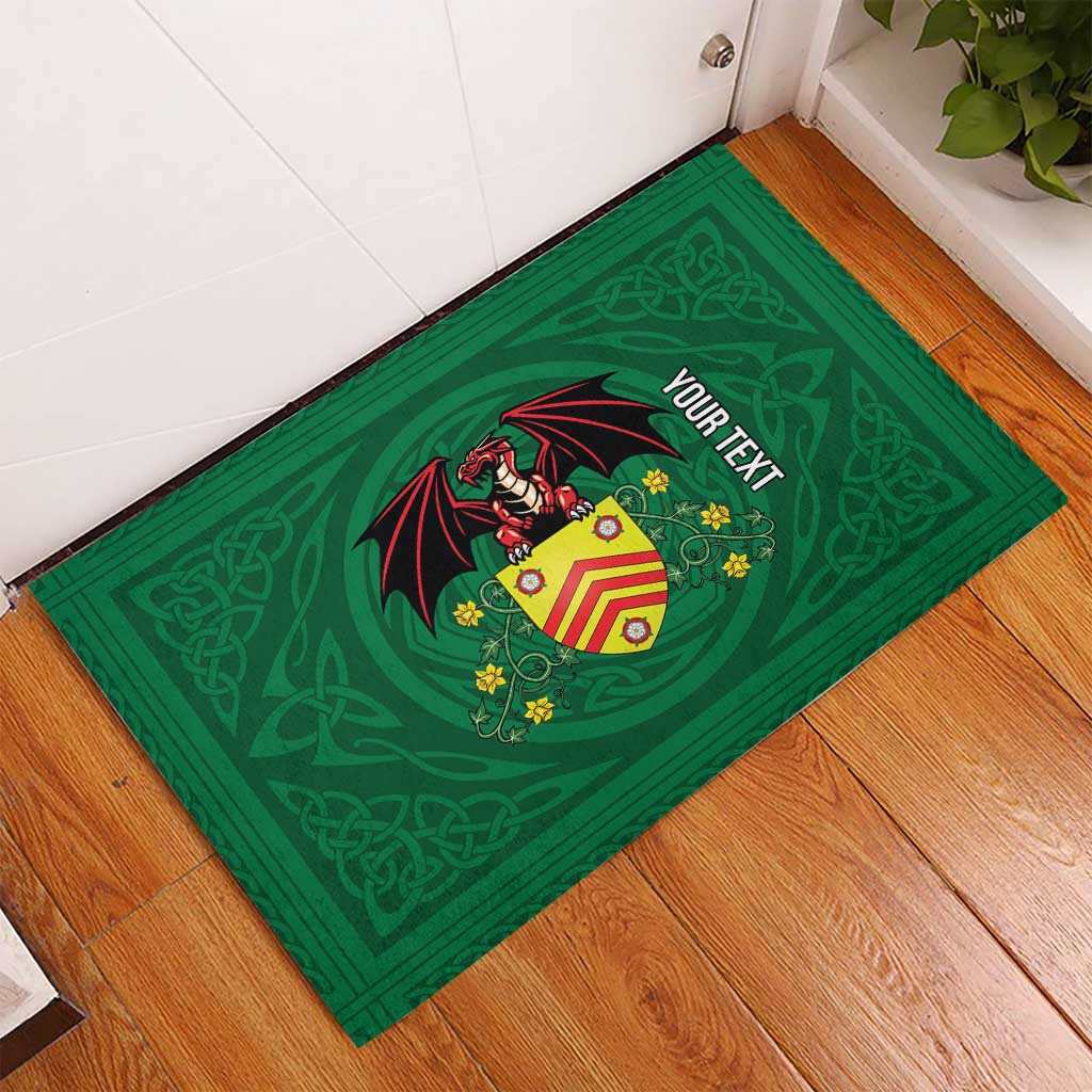 Personalized Glamorgan Wales Rubber Doormat Welsh Red Dragon And Daffodil - Wonder Print Shop