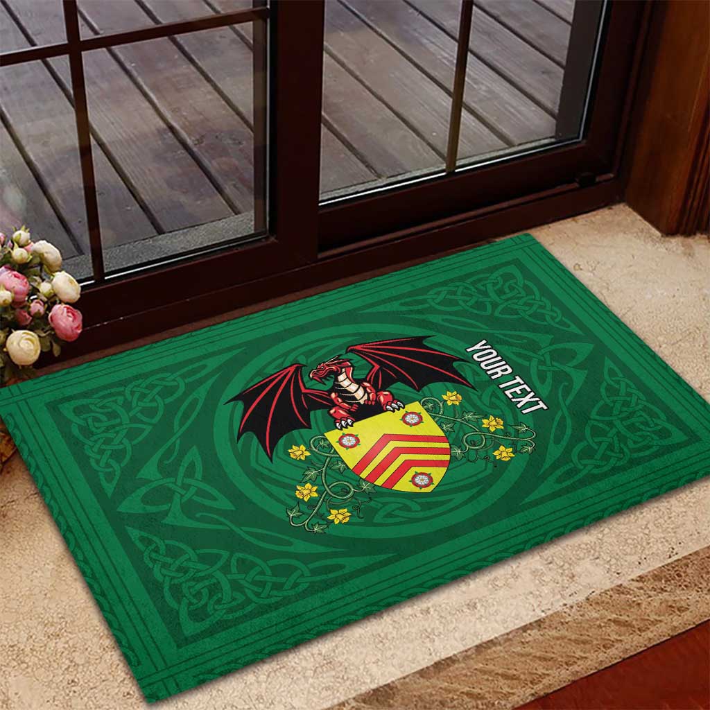 Personalized Glamorgan Wales Rubber Doormat Welsh Red Dragon And Daffodil - Wonder Print Shop