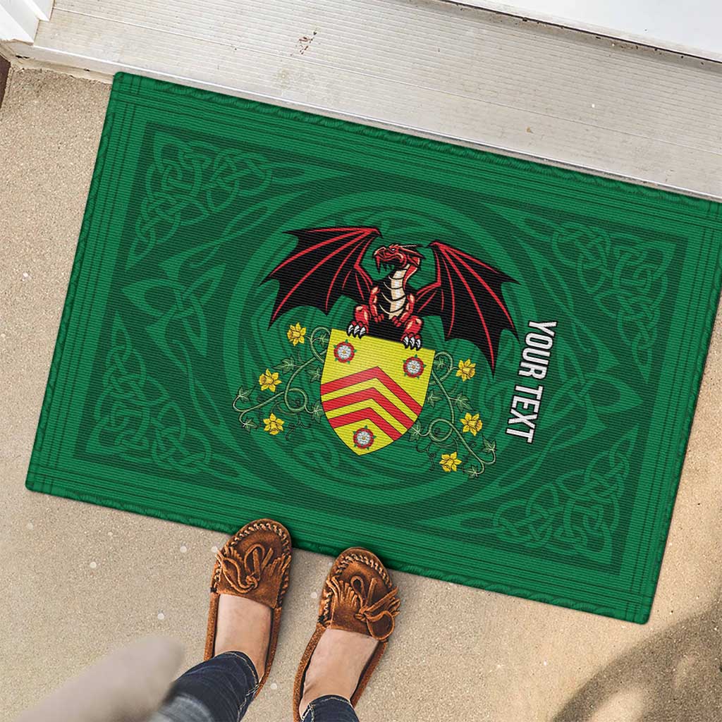 Personalized Glamorgan Wales Rubber Doormat Welsh Red Dragon And Daffodil - Wonder Print Shop