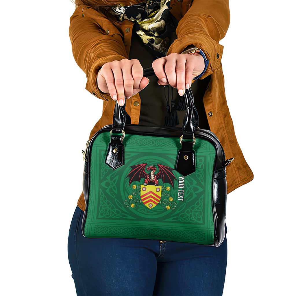 Personalized Glamorgan Wales Shoulder Handbag Welsh Red Dragon And Daffodil - Wonder Print Shop