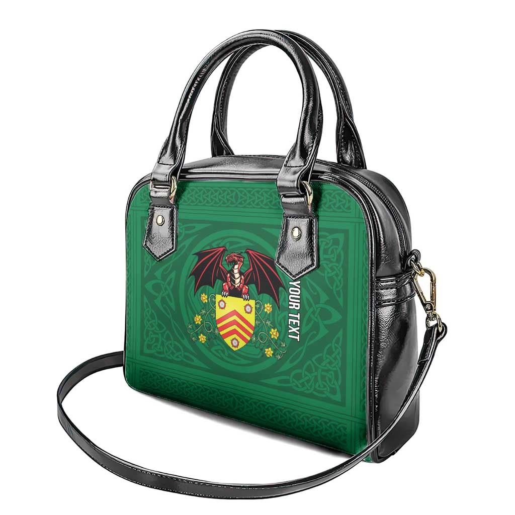 Personalized Glamorgan Wales Shoulder Handbag Welsh Red Dragon And Daffodil - Wonder Print Shop