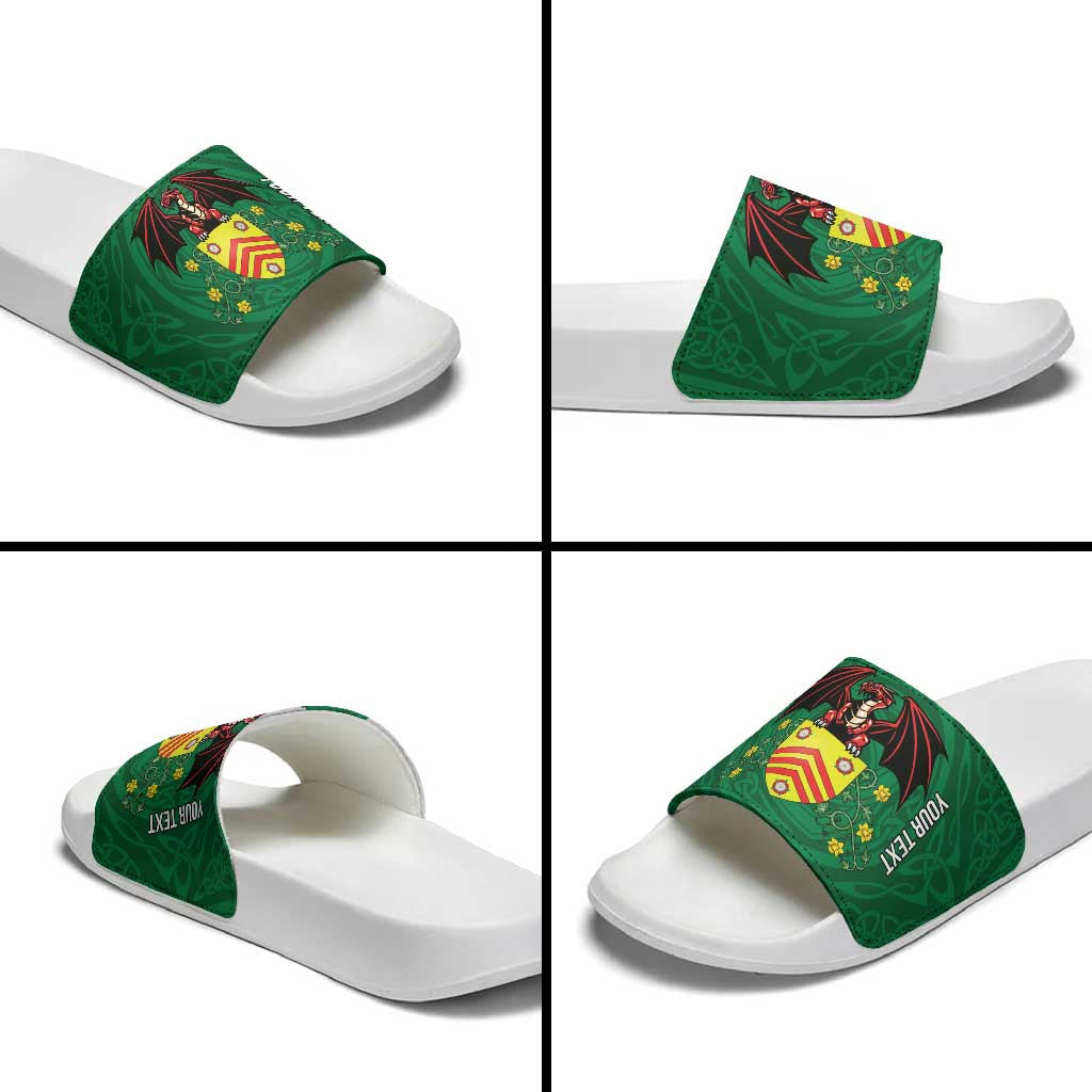 Personalized Glamorgan Wales Slide Sandals Welsh Red Dragon And Daffodil - Wonder Print Shop