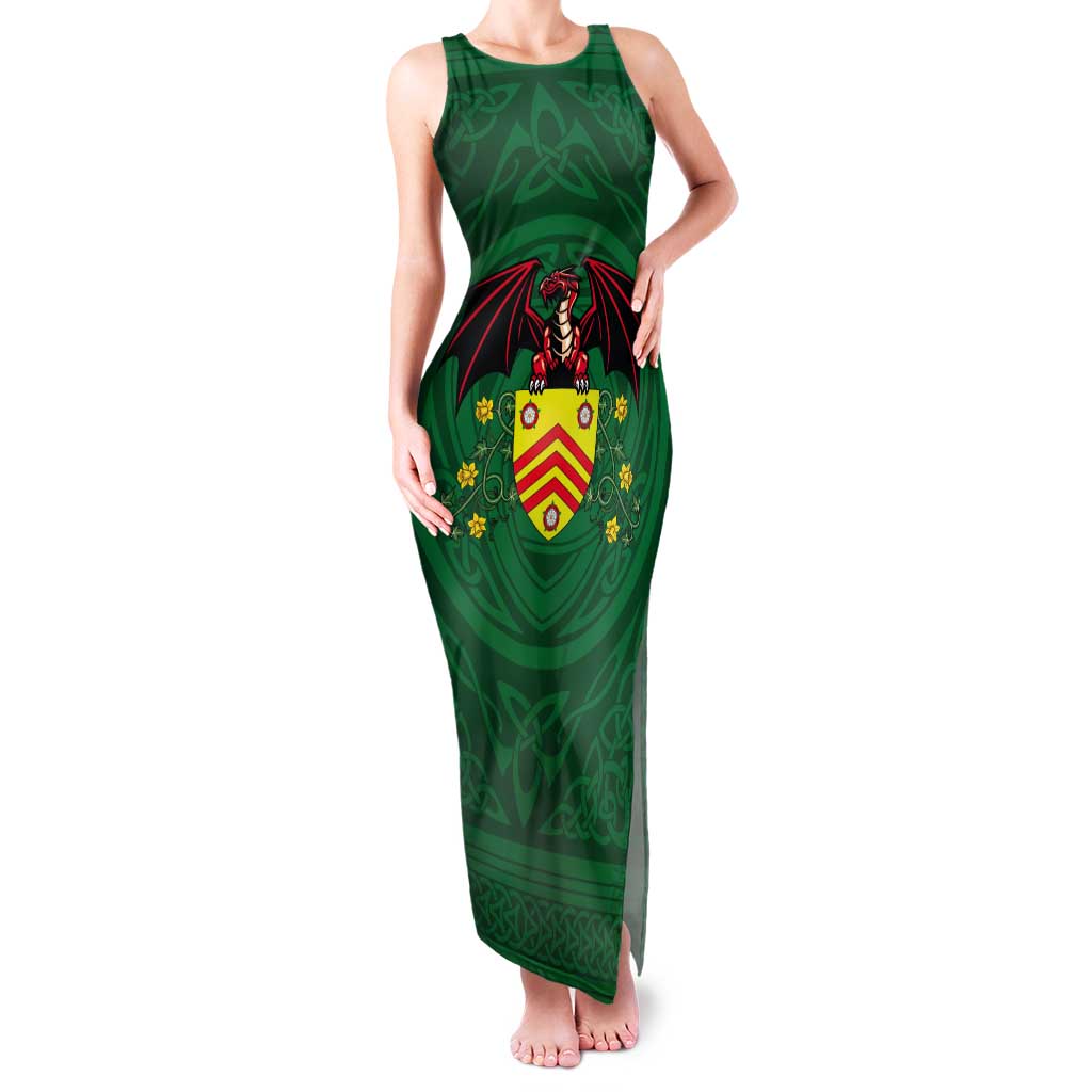 Personalized Glamorgan Wales Tank Maxi Dress Welsh Red Dragon And Daffodil - Wonder Print Shop