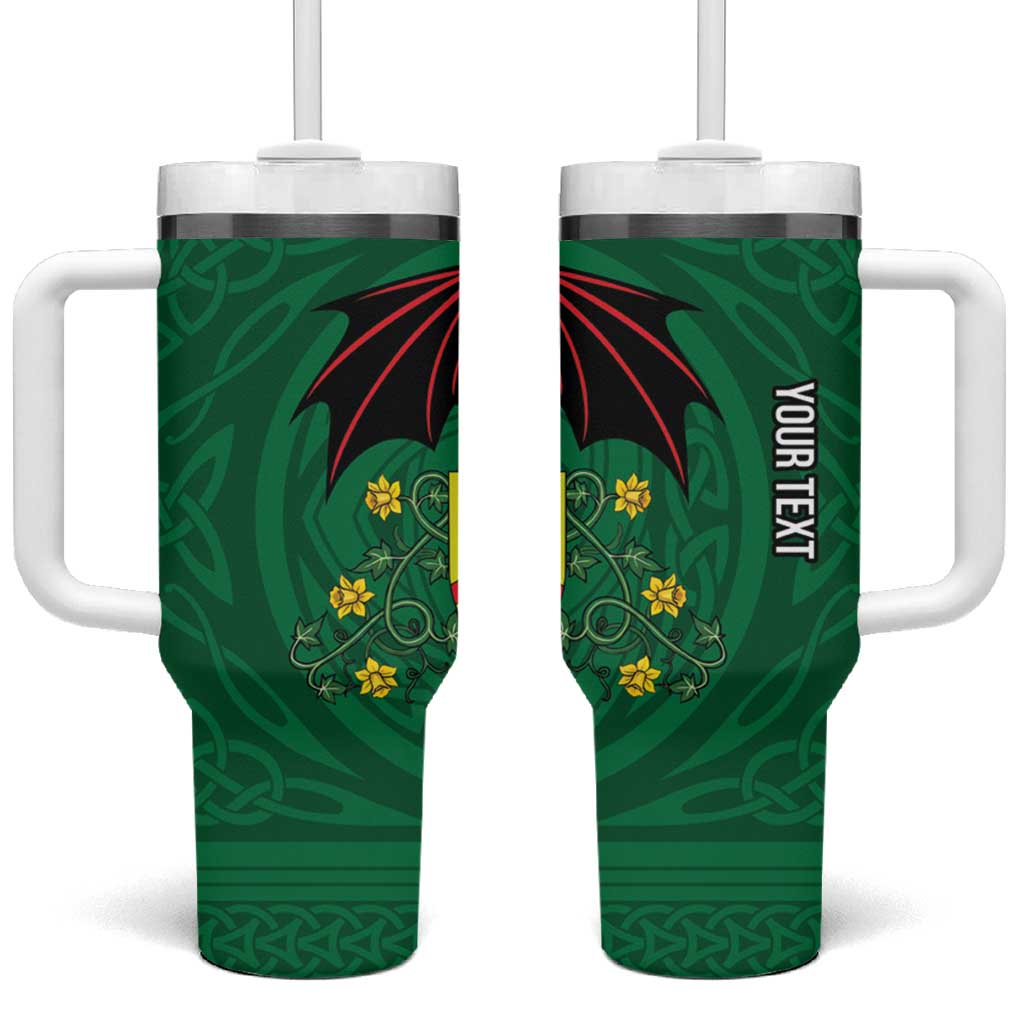 Personalized Glamorgan Wales Tumbler With Handle Welsh Red Dragon And Daffodil - Wonder Print Shop
