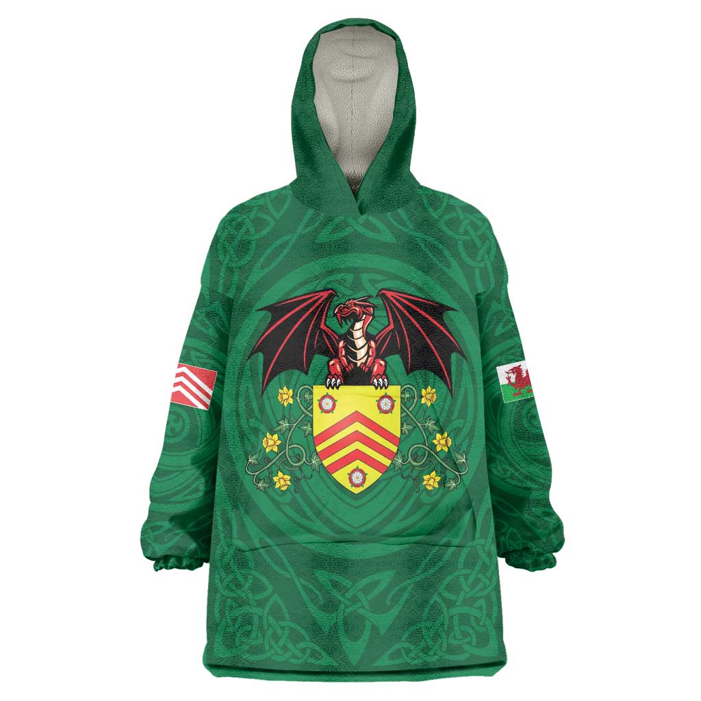 Personalized Glamorgan Wales Wearable Blanket Hoodie Welsh Red Dragon And Daffodil - Wonder Print Shop