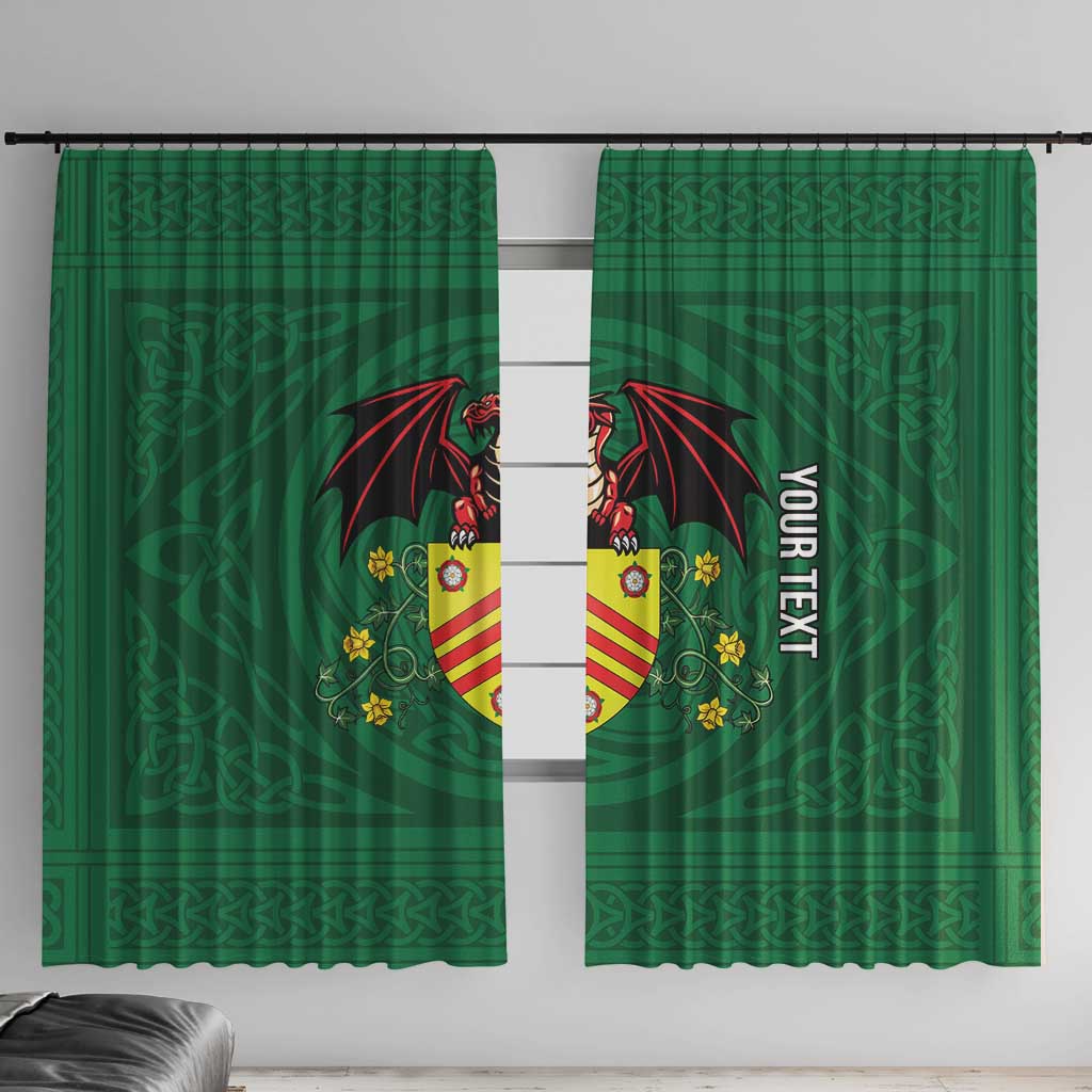 Personalized Glamorgan Wales Window Curtain Welsh Red Dragon And Daffodil - Wonder Print Shop