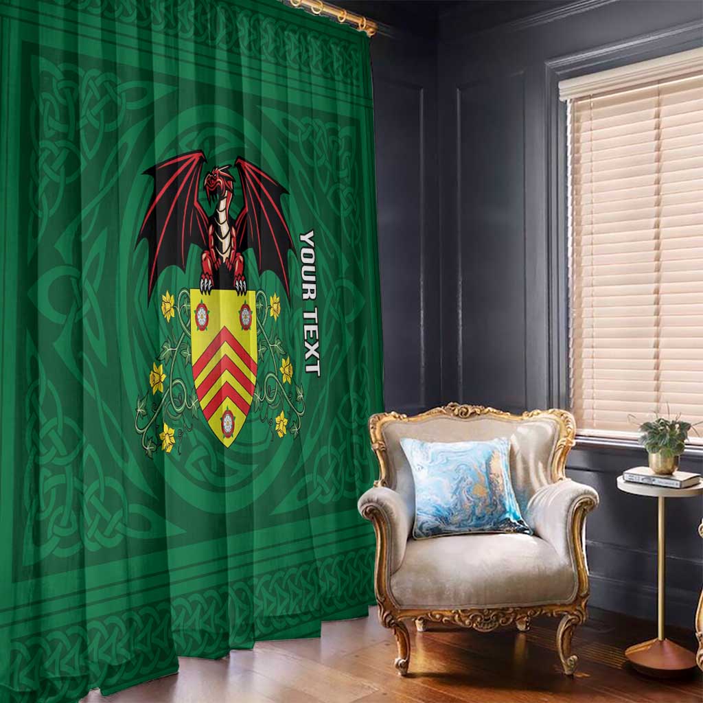 Personalized Glamorgan Wales Window Curtain Welsh Red Dragon And Daffodil - Wonder Print Shop