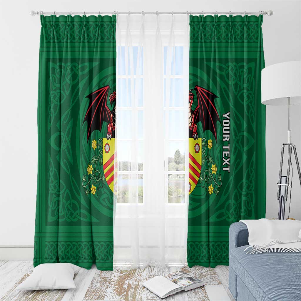 Personalized Glamorgan Wales Window Curtain Welsh Red Dragon And Daffodil - Wonder Print Shop