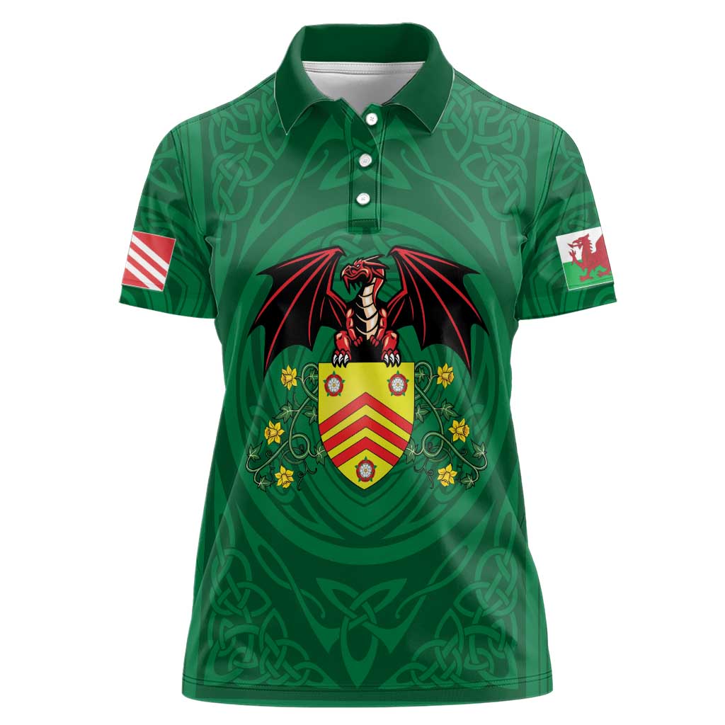 Personalized Glamorgan Wales Women Polo Shirt Welsh Red Dragon And Daffodil - Wonder Print Shop