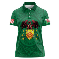 Personalized Glamorgan Wales Women Polo Shirt Welsh Red Dragon And Daffodil - Wonder Print Shop