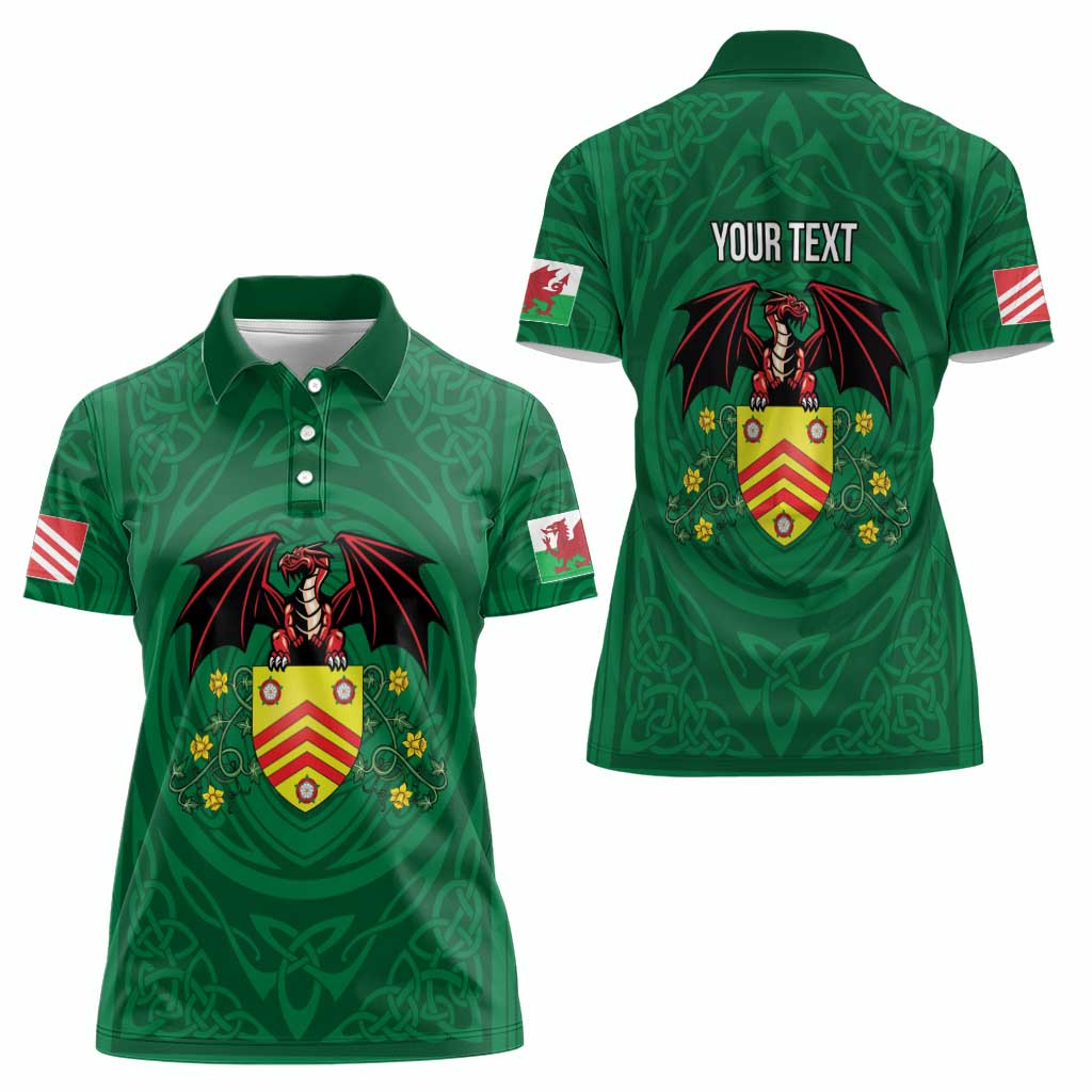 Personalized Glamorgan Wales Women Polo Shirt Welsh Red Dragon And Daffodil - Wonder Print Shop