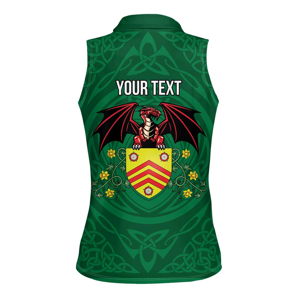 Personalized Glamorgan Wales Women Sleeveless Polo Shirt Welsh Red Dragon And Daffodil - Wonder Print Shop