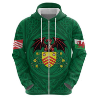 Personalized Glamorgan Wales Zip Hoodie Welsh Red Dragon And Daffodil - Wonder Print Shop