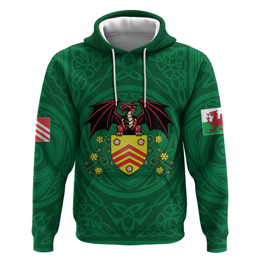 Personalized Glamorgan Wales Zip Hoodie Welsh Red Dragon And Daffodil - Wonder Print Shop