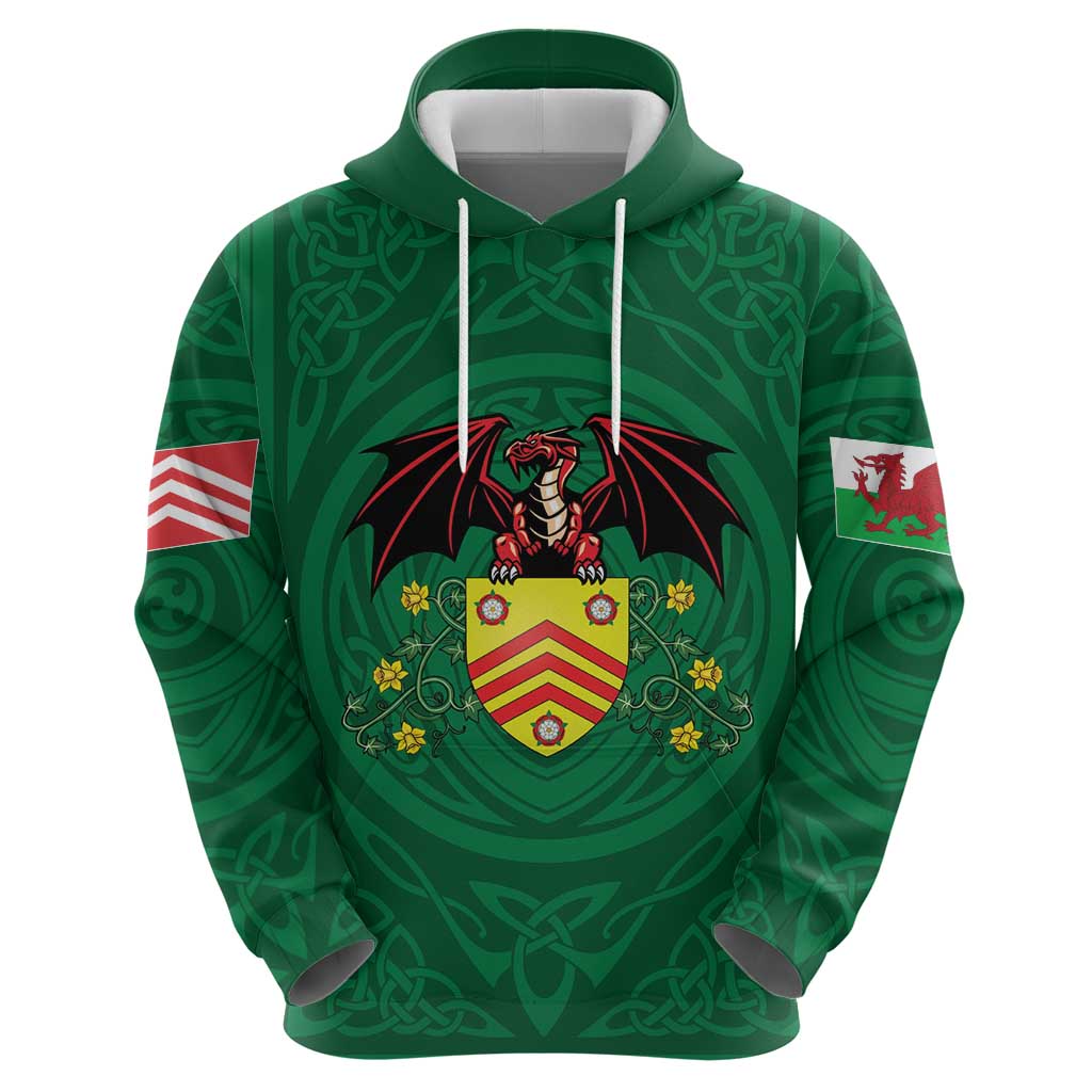 Personalized Glamorgan Wales Zip Hoodie Welsh Red Dragon And Daffodil - Wonder Print Shop
