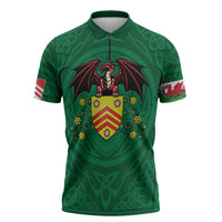 Personalized Glamorgan Wales Zipper Polo Shirt Welsh Red Dragon And Daffodil - Wonder Print Shop