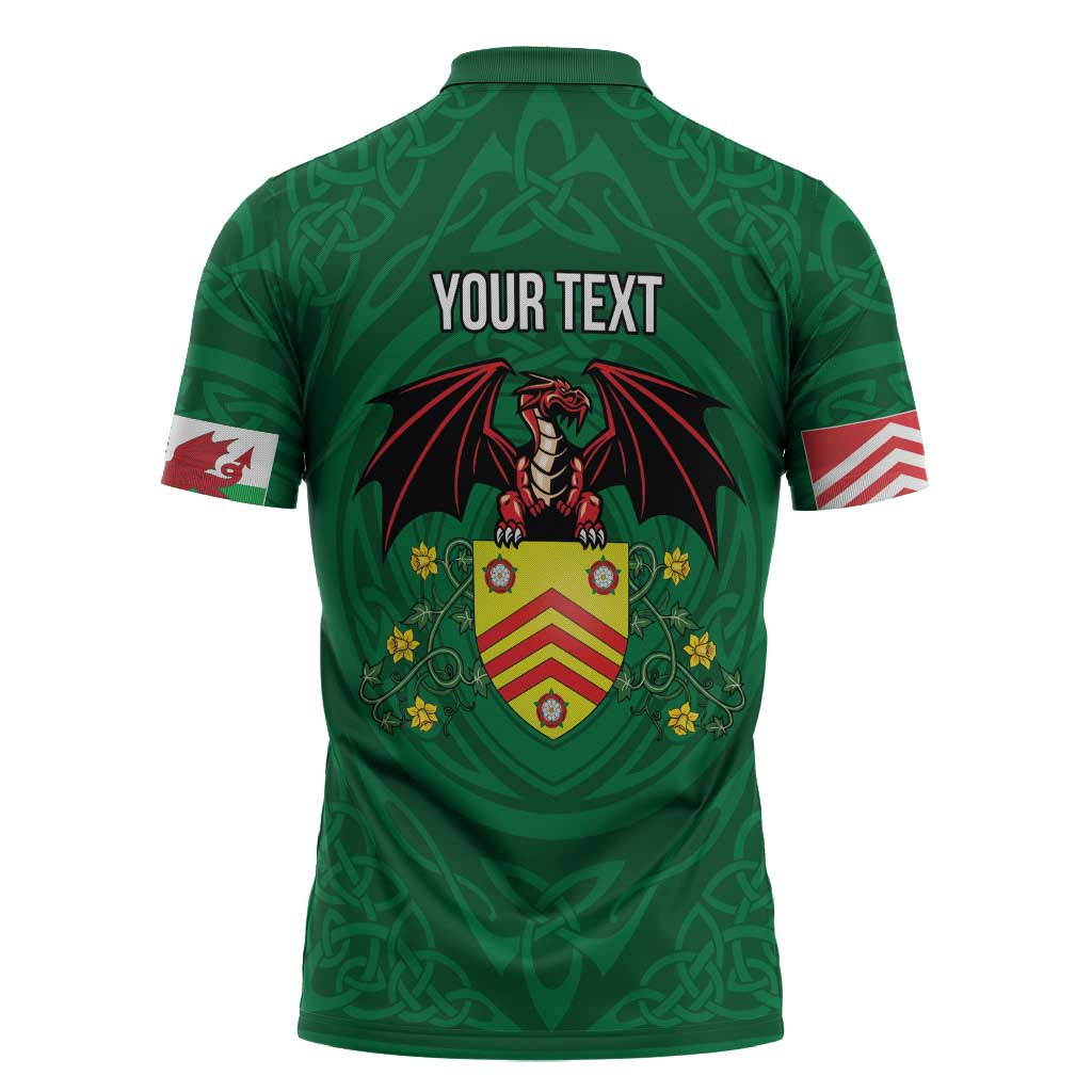Personalized Glamorgan Wales Zipper Polo Shirt Welsh Red Dragon And Daffodil - Wonder Print Shop