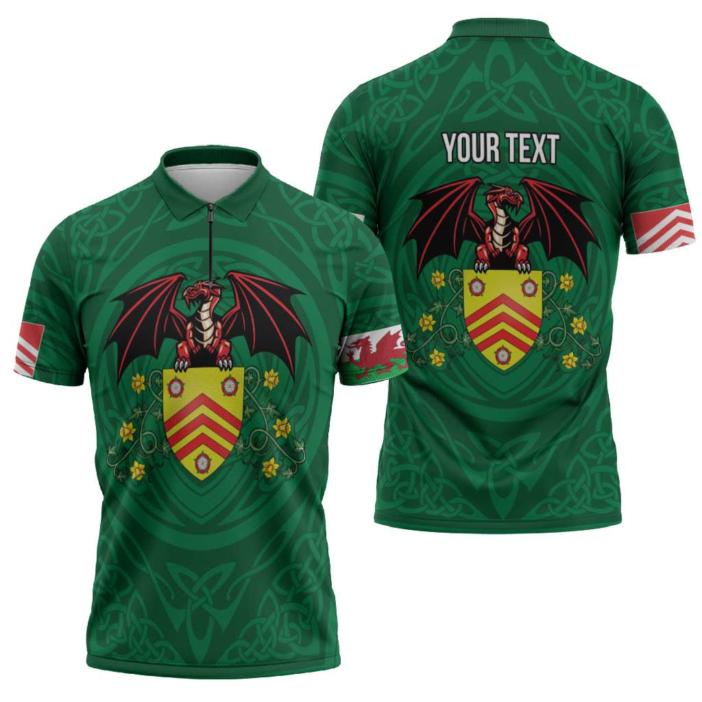 Personalized Glamorgan Wales Zipper Polo Shirt Welsh Red Dragon And Daffodil - Wonder Print Shop
