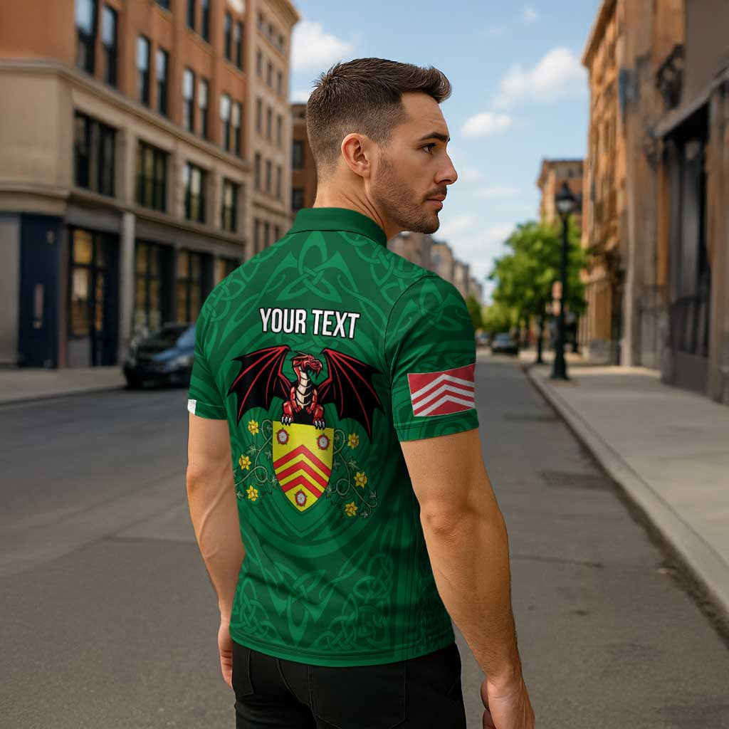 Personalized Glamorgan Wales Zipper Polo Shirt Welsh Red Dragon And Daffodil - Wonder Print Shop